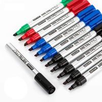 Permanent Markers Chisel Tip Set of 12 4 Colors Premium Waterproof Smear Proof Aluminum Barrel Markers Quick Drying