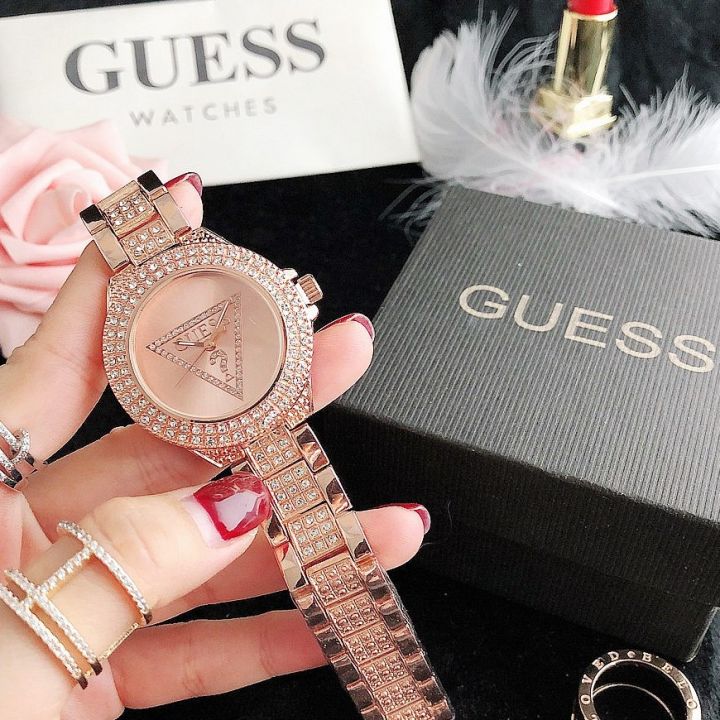 Guess นาฬิกาข้อมือควอทซ์ ประดับเพชรเทียม สําหรับผู้หญิง | Lazada.co.th