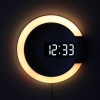 3D LED Digital Table Clock Alarm Mirror Hollow Wall Clock 7 Colors Modern Temperature Date Nightlight For Home Living Room Decor