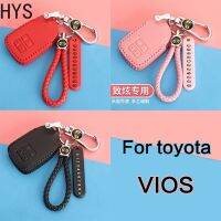 Toyota Vios Remote Car Key Cover Keychian Anti-Lost จำนวนแผ่นรถ Key Case ฝาครอบหนังผู้ถือพวงกุญแจ Fob สำหรับ