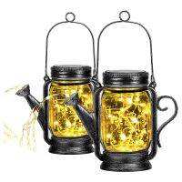 2 Pcs Outdoor Hanging Solar Lantern Jar Solar Light,with 50 LED String Lights,for Courtyard Walkway Garden Decor