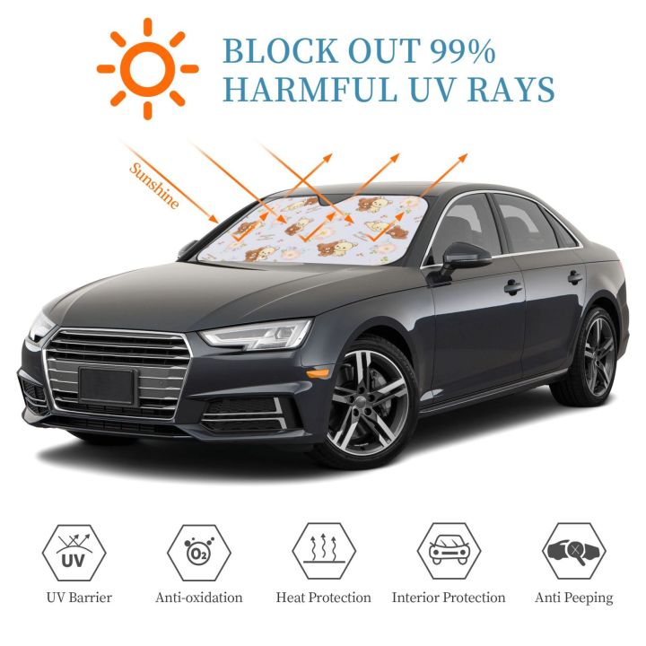 rilakkuma-ที่บังแดดแผ่นกรองแสงติดรถยนต์รถพับได้กระจกบังแดดป้องกันแสงแดดด้านหน้ารถสะท้อนแสงกระบังแสง