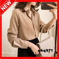 qkq971 M-4XL Womens Plain Long Sleeve Shirt Korean Loose Lapel Office Wear Fashion Females Oversized Clothes