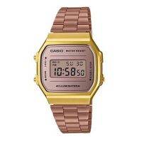 นาฬิกาข้อมือ CASIO ของแท้ รุ่น A168WECM-5DF สายสแตนเลสพิงค์โกล