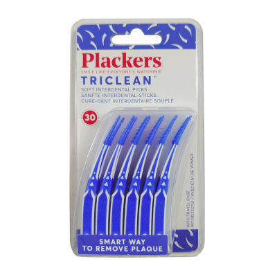 Plackers Triclean Plaque Remover ไม้ทำความสะอาดร่องฟัน แบบนุ่ม พร้อมกล่องพกพา 30pcs