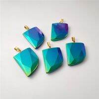 FUWO Natural Obsidian Pendant,,Energy Balance Accessories,Blue Aura Colorful Jewelry For Necklace Making PD468 5Pieces/Lot