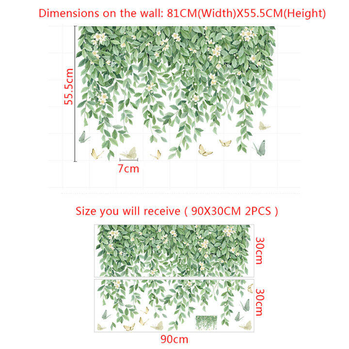 yizhuoliang-nordic-fresh-plant-สติ๊กเกอร์ติดผนังด้านบนมุมเส้นสีเขียวโรงงานเดซี่วอลล์เปเปอร์