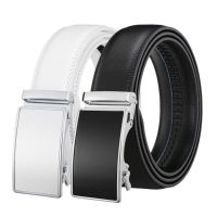 LannyQveen New Genuine Leather Belt Cowskin Mens Automatic buckle belts black white cowhide Belt for men High quality Belts