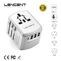 LENCENT อะแดปเตอร์เดินทางสากลที่ชาร์จสำหรับเดินทาง All-In-One ที่มีพอร์ต USB 3พอร์ตและเครื่องชาร์จติดผนัง1 Type C สำหรับการเดินทางสหรัฐฯยุโรปสหราชอาณาจักร AUS