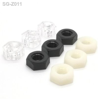 10-50pcs M2 M3 M4 M5 M6 M8 M10 M12 DIN934 Black or White Nylon Plastic Insulation Metric Threaded Hex Hexagon Nut For Bolt Screw