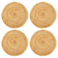 4 Pcs Rattan Trivets for Hot Dishes-Insulated Hot Pads,Durable Pot Holder for Table,Heat Resistant Mats for Kitchen