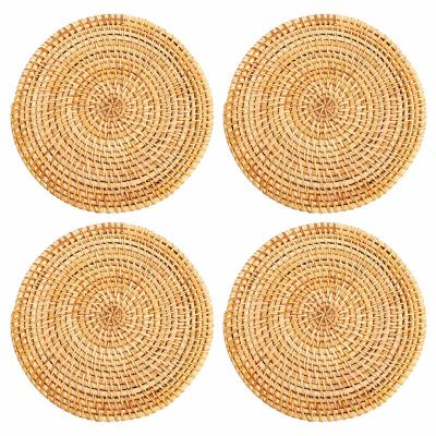 4 Pcs Rattan Trivets for Hot Dishes-Insulated Hot Pads,Durable Pot Holder for Table,Heat Resistant Mats for Kitchen