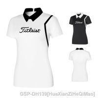 Honma PXG1 J.lindeberg Mizuno TaylorMade1 FootJoy DESCENTE Titleister.☃เสื้อกอล์ฟแขนสั้นสำหรับเสื้อกอล์ฟเสื้อเสื้อโปโลกีฬาเสื้อยืดลำลองระบายอากาศได้ดีแห้งเร็วสำหรับผู้หญิง