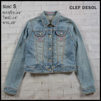 CLEF DESOL อกจริง34 (S) เสื้อแจ็คเก็ตยีนส์ เสื้อยีนส์แขนยาวหญิง ทรงสวยน่ารักใส่สบายสวยๆ