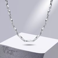 【CW】Vnox Mobius Chain Necklaces for Men  4mm Twisted Bar Links Necklace  Never Fade Silver Color Geometric Boy Collar