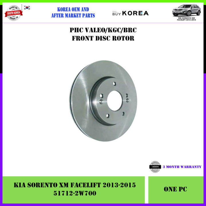 Kia Sorento XM Facelift 2013-2015 Front Korea Aftermarket Disc Rotor ...