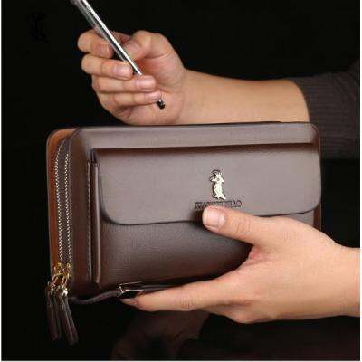 ☬☎✟ leather mens bag Business zipper Mens Clutch long