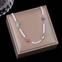 【JH】 Cross-border e-commerce new devils eye necklace female creative pearl versatile collarbone chain manufacturer