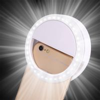 Selfie Ring Light LED Rechargeable Brightness Adjustable Ring Clip Light for Smart Phone Laptop Ipad Mini Camera Flashlight Selfie Sticks
