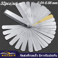 Bangkok 32pcs Range Finder Feeler Stainless Steel Gauge Valve Feeler Gauge 0.04-0.88 mm Gap Size .0015-.035 Copper Sheet gap gaugeฟิลเลอร์เกจ