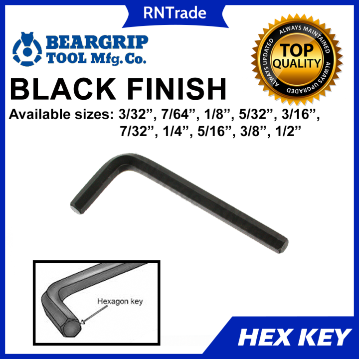 Beargrip Allen Wrench Hex Key, Short Series Inches (3/32, 7/64, 1/8, 5/