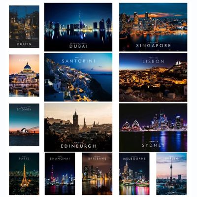 Modern City Night Scenery ภาพวาดโปสเตอร์-ภาพ HD พิมพ์บนผ้าใบสำหรับ Room Home Decor Wall Art