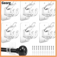 GEORG 6 pcs กาวในตัว ที่ยึดราวม่านแบบไม่ต้องเจาะ โปร่งใสโปร่งใส ไม่มีการเจาะ ราวแขวนผ้าม่านติดผนัง ของใหม่ ฉากยึดราวม่านแบบไม่ต้องเจาะ ม่านสำหรับผ้าม่าน