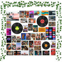 48Pcs Retro Style Record Aesthetic Wall Photo Collage Kit Fake Vines Vintage Album Model Card Bedroom Decoration for Kids Adults