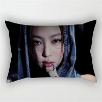 Popular Korean fashion group black-pink pre released pink venom Lisa Jennie single sided printed polyester rectangular pillow Sofa, bedroom sofa, home decoration, pillowcases