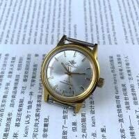 Original Chunlan brand medium-sized yellow shell silver face manual mechanical watch with diameter of 33mm