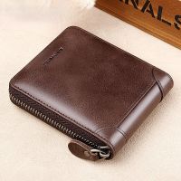 ZZOOI Wallet mens short casual business trend leather large capacity new mens multi-function leather wallet change card bag