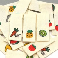 50pcs Fruit Cloth Labels Tags for Handmade Cotton Hand Made Label for Kids Beige Weave Tag Sewing Crafts Garment Accessories Labels