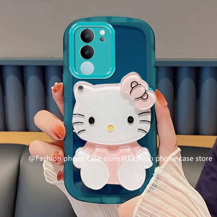 phone-case-เคส-vivo-v29-5g-สีใสพร้อม-hellokitty-ป้องกันเลนส์กระจกแต่งหน้าฝาครอบอ่อน-vivov29-2023