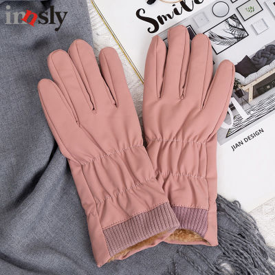 Winter Windproof Women Cycling Gloves Internal Plush Keep Warm Anti-Slip Skin-friendly Waterproof Soft Outdoor Female Ski Gloves