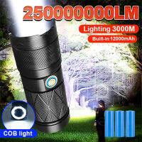 2LM 90W Recharge Flashlight USB High Power LED Flashlights 12000mAh Powerful Torch Zoom Tactical Lantern Camping Hand Lamp