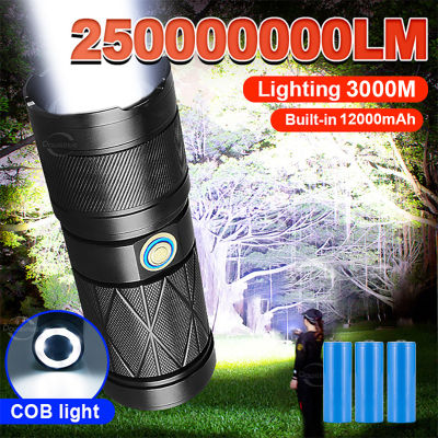 2LM 90W Recharge Flashlight USB High Power LED Flashlights 12000mAh Powerful Torch Zoom Tactical Lantern Camping Hand Lamp