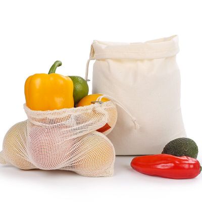 1Pc Eco-Friendly Cotton Drawstring Beam Mouth Flour Bag Rice Bread Supermarket Shopping Package