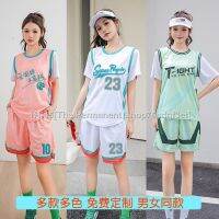 ✙❦ Basketball jersey girl false two suits Xia Xuesheng sports training game class shirt suits short-sleeved shirt printing