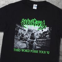 เสื้อยืด พิมพ์ลาย Sepultura THIRD WORLD POSSE TOUR 92