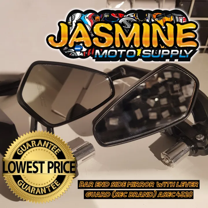 Bar end side mirror with lever guard (sec brand) asec4328 Lazada PH