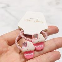 2Pcs Flowers Cake Girls Elastic Hair Bands Ponytail Holder Hair Ties Headband Scrunchie Hair Accessories for Children