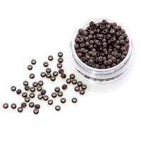 500 PCS Hair Extension Micro Ring Link Beads Nano Silicone Lined Beads for I Tip Human Hair Extensions 3.0x1.8x2.2 mm(Brown)