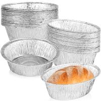 40 Pcs Tin Foil Plate Circle Tray Baking Pie Dishes Tart Bread Pan Disposable Small Aluminum Baking Trays  Pans