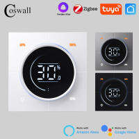 COSWALL Infinite Knob Dimmer Regulator Zigbee 3.0 PC แผงสวิตช์ไฟผนัง150 ~ 300W AC 110-240V Digital LCD Yandex Alice