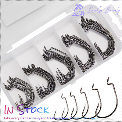 【สหรัฐอเมริกา Stock 】50Pcs ชุดเบ็ดตกปลาสูงคาร์บอนเหล็กหนอนอ่อนนุ่ม Jig ตะขอตกปลาพร้อมกับกล่องเก็บของสำหรับน้ำจืดน้ำเค็ม