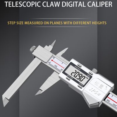 IP54 Stainless Steel Telescopic Claw Digital Caliper High And Low Foot Steps Electronic Vernier Measuring Ruler Measuring Tool Levels