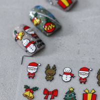 DFSF ฤดูหนาว ELK รูปลอก สโนว์แมนดีไซน์ Christmas Nail Art 5D สติกเกอร์ติดเล็บลายนูน อุปกรณ์ทำเล็บ ตกแต่งเล็บ DIY