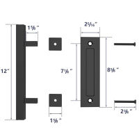 2021KAK 12 inches Sliding Barn Door Handle Pull Cabinet Flush Hardware Set Wood Door Handle Interior Door Furniture Handle Hardware