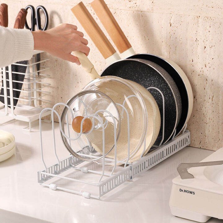 Expandable Pans Organizer Rack Pots And Pans Organizer With 7