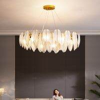 [COD] Post-modern light luxury living room feather chandelier restaurant bedroom simple lamps 2021 new